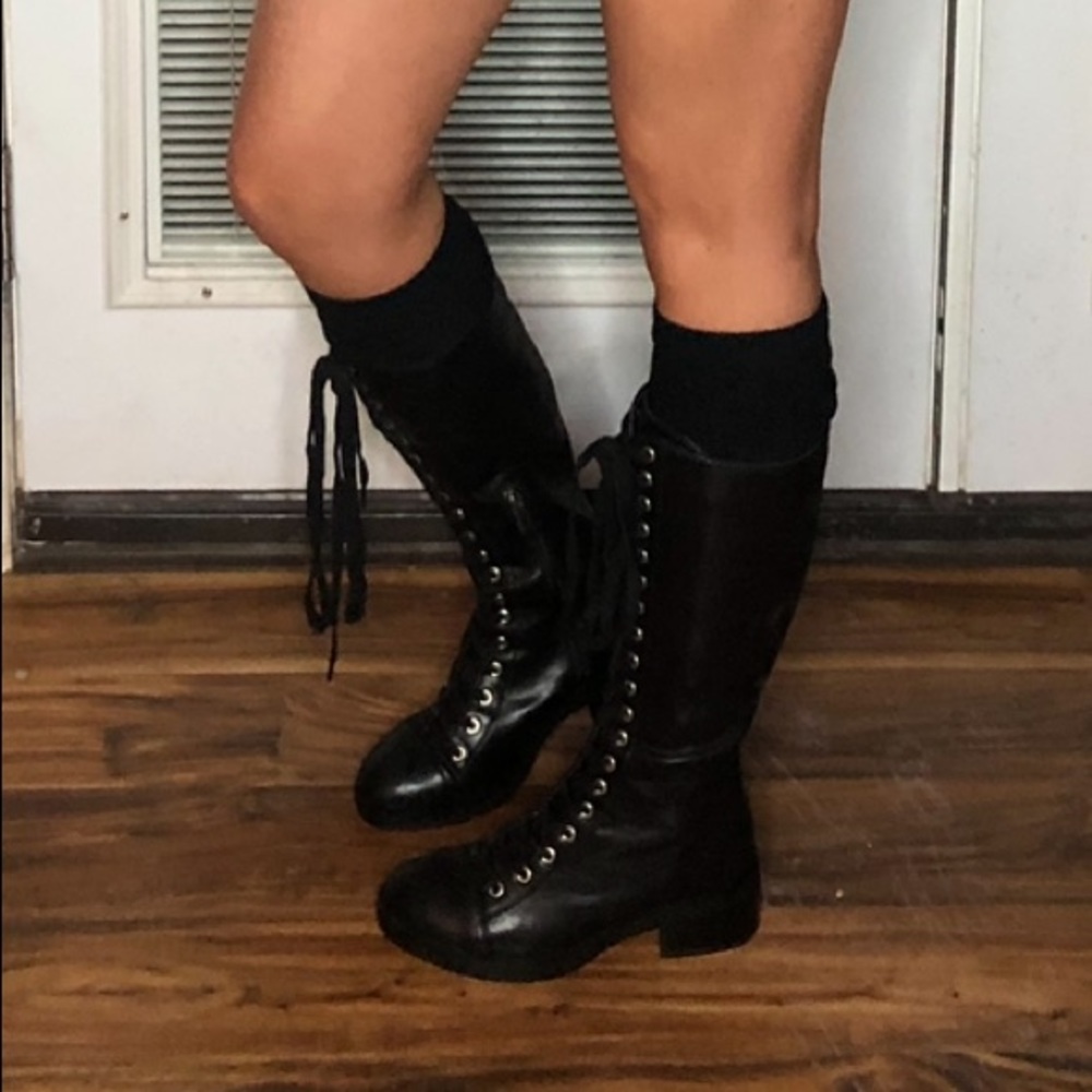 Black combat boots